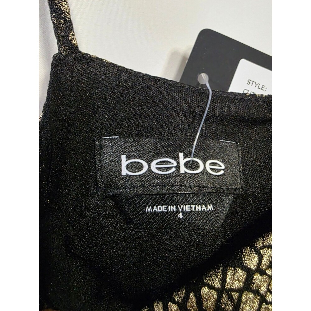 bebe Snake Print Midi Dress STYLE 0066C Size 4 Gold Halter Cutout Waist - Picture 5 of 7